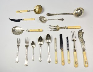 TALLOIS & MAYENCE (czynni od 1880-1907?), Zestaw sztućców obiadowych i środka stołu w kantynie