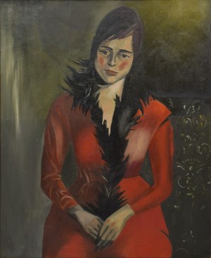Zbylut GRZYWACZ (1939-2004), Portret kobiety w czerwonej sukni, ok.1963