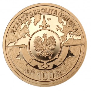 100 złotych 2008 - 400.rocznica Osadnictwa Polskiego w Ameryce Północnej - Au 900 - 8g