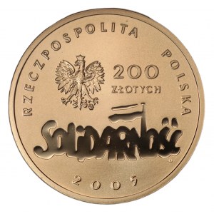 200 złotych 2005 - 25-lecie NSZZ Solidarność - Au 900 - 15,50g