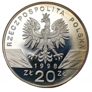 20 złotych 1998 Ropucha Paskówka + folder emisyjny
