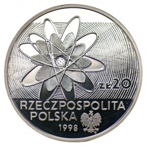 20 złotych 1998 100-lecie Odkrycia Polonu i Radu + folder emisyjny