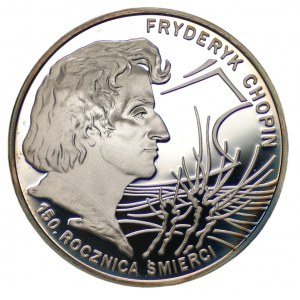 10 złotych 1999 150. Rocznica Śmierci F.Chopina + folder emisyjny