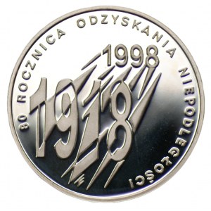 10 złotych 1998 80. Rocznica Odzyskania Niepodległości + folder emisyjny