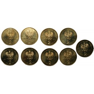 2 złote 2001 Jan III Sobieski - 9 sztuk + foldery emisyjne