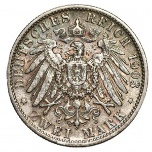 NIEMCY - Wirtembergia, Wilhelm II - 2 marki 1903 (F) Stuttgart