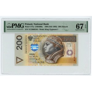 200 złotych 1994 - seria YC - PMG 67 EPQ 2-ga MAX NOTA