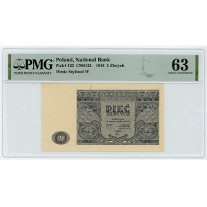 5 złotych 1946 - PMG 63