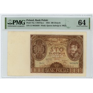 100 złotych 1934 - seria C.J. - PMG 64