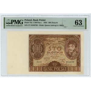 100 złotych 1934 - Ser. C.Y. - PMG 63