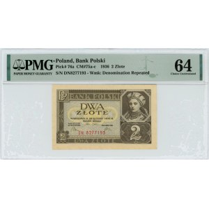 2 złote 1936 - seria DN - PMG 64
