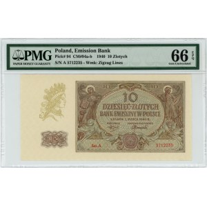 10 złotych 1940 - PIERWSZA seria A - PMG 66 EPQ