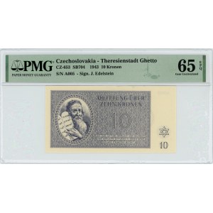 Czechosłowacja (Getto Terezin) - 10 koron 1943 - PMG 65 EPQ