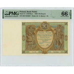 50 złotych 1929 - Ser. DR. - PMG 66 EPQ