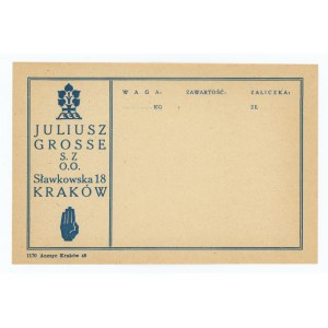 Juliusz Grosse - Naklejka na przesyłkę towarową - Kraków