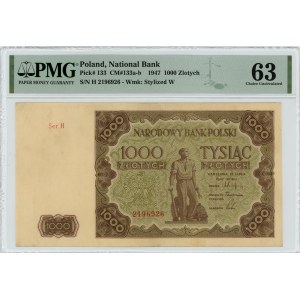 1000 złotych 1947 - seria H - PMG 63