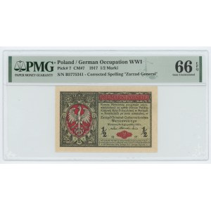 1/2 marki polskiej 1916 - Generał - seria B - PMG 66 EPQ