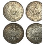 NIEMCY - zestaw 5 monet 2 i 3 marki (1903-1913)