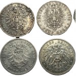 NIEMCY - zestaw 8 monet 5 marek (1876-1913)