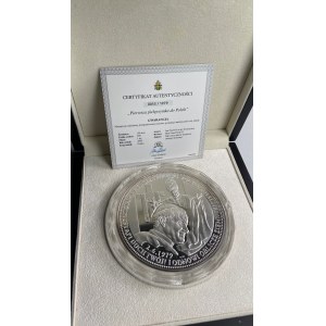Jan Paweł II Pierwsza Pielgrzyka do Polski - medal Ag 999 waga 1 kilogram