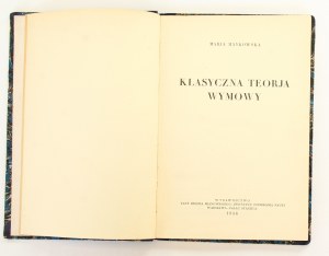 Maria Maykowska Klasyczna teorja wymowy [1936]
