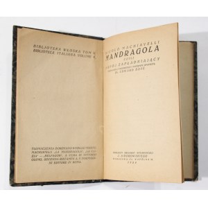 Nicolo Machiavelli Mandragola oder das befruchtende Getränk [1924].