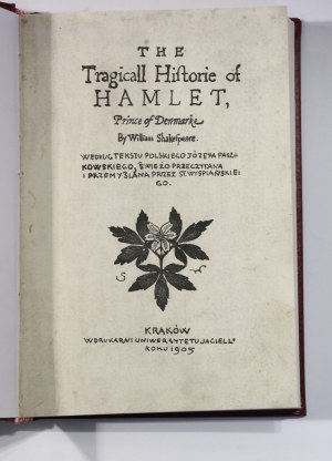Stanisław Wyspiański The tragicall historie of Hamlet [I wydanie]