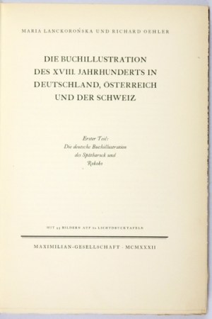 M. LANCKOROŃSKA, R. OEHLER - Die Buchillustration des XVIII Jahrhunderts. t. 1-3.