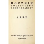 ROCZNIK Polityczny i Gospodarczy. 1932 Warschau. Pol. Telegrafenamt. 16d, S. 847, [2], Werbebeilagen. opr....