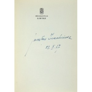 J. IWASZKIEWICZ - Lyrics. 1959. signed by the author.