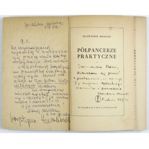 S. Mrożek - Praktické polopanely. 1953. s poutavým věnováním autora.