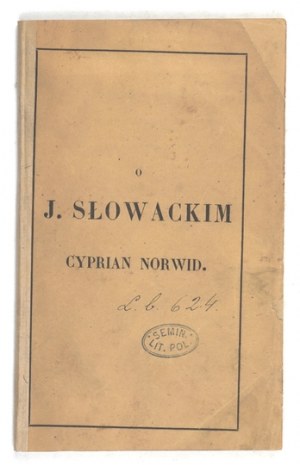 C.K. NORWID - On Juliusz Słowacki. 1861.