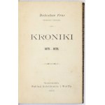 PRUS Bolesław (Aleksander Głowacki) - Kroniki 1875-1878. Warszawa 1895. Gebethner i Wolff. 16d, s. 416. opr. oryg....
