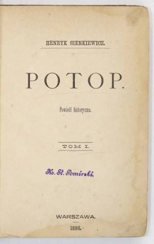 H. SIENKIEWICZ - Potop. T. 1-6. 1886. Wyd. I.