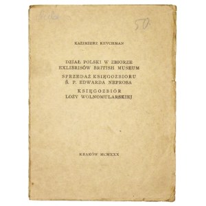 REYCHMAN Kazimierz - Polská část sbírky exlibris Britského muzea. Prodej knižní sbírky zesnulého .....