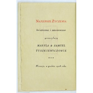 [ŻYCZENIA]. Najlepsze życzenia świąteczne i noworoczne przesyłają Maryla & Samuel Tyszkiewiczowie....