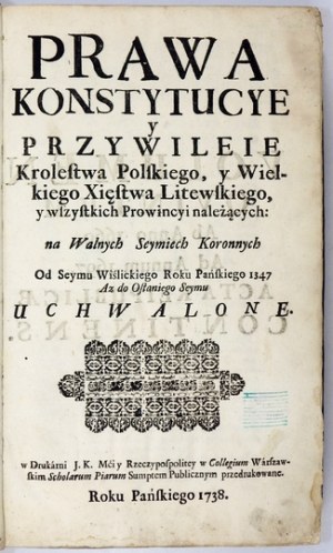 [VOLUMINA Legum, t. 5]. Prawa, Konstytucye y Przywileie Krolestwa Polskiego, y Wielkiego Xięstwa Litewskiego, y wszystki...
