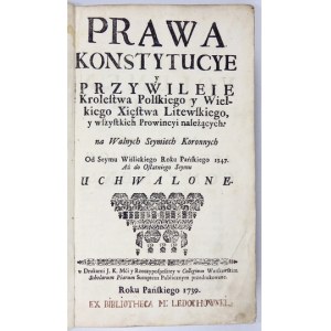 [VOLUMINA Legum, sv. 6]. Prawa, Konstytucye y Przywileie Krolestwa Polskiego, y Wielkiego Xięstwa Litewskiego, y wszystki...