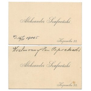 Aleksander SZAFRAŃSKI. [Two business cards].