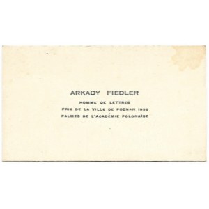 Arkady FIEDLER. Homme de lettres, Prix de la Ville de Poznań 1929, Palmes de l'...