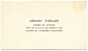 Arkady FIEDLER. Homme de lettres, Prix de la Ville de Poznań 1929, Palmes de l'...
