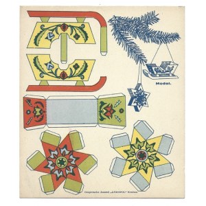 CUTOUT - Christmas tree ornaments B [sleigh and star]. [ca 1942].