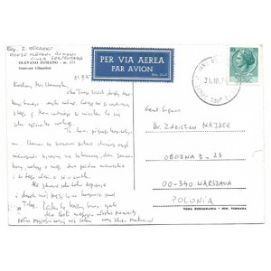 [HERBERT Zbigniew]. Postcard with handwritten correspondence from Zbigniew Herbert to Zdzislaw Najder,...