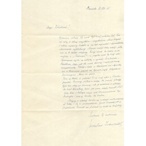 [IWASZKIEWICZ Jaroslaw]. Handwritten letter from Jaroslaw Iwaszkiewicz to Zdzislaw Najder, dat.....