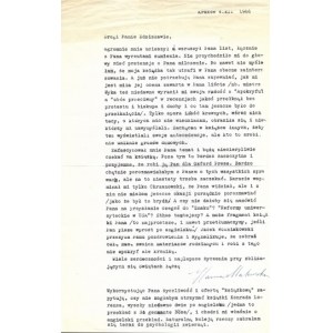 [MALEWSKA Hanna]. Two letters by Hanna Malewska (typed and handwritten) to Zdzislaw Najder,...