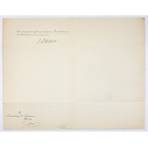 [DALBOR Edmund]. Handschriftliche Unterschrift von Edmund Dalbor als Mitglied des Generalkonsistoriums der Verwaltung unter einem Vermerk von uwier...