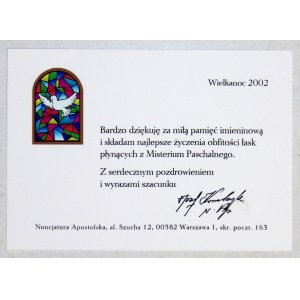 [KOWALCZYK Józef]. Odręczny podpis nuncjusza apostolskiego Józefa Kowalczyka pod drukowanymi życzeniami wielkanocnymi w ...