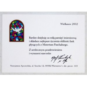 (Jozef KOWALCZYK). Handschriftliche Unterschrift des Apostolischen Nuntius Joseph Kowalczyk unter gedruckten Ostergrüßen in ...