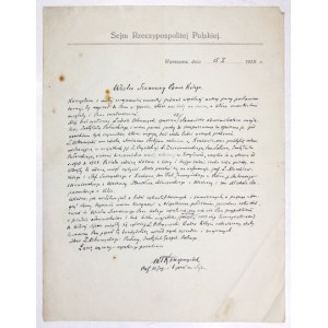 (KONOPCZYŃSKI Władysław). Handgeschriebener Brief von Professor Władysław Konopczyński an einen ungenannten (ehemaligen?)...
