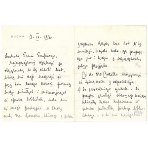 [TARNOWSKI Juliusz]. Handschriftlicher Brief von Juliusz Tarnowski an einen ungenannten Prof....